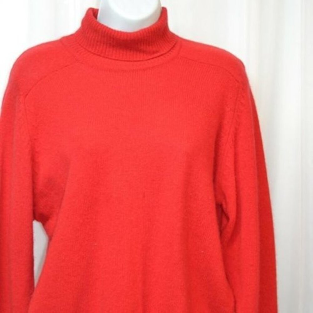 Claus Lambs Wool Rabbit Mock Neck sweater L Red vintage Great Condition